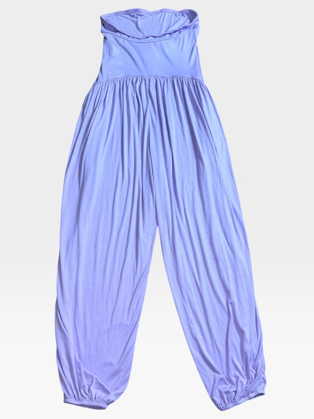 Halara NWT Ribbed Tube Strapless Harem Jumpsuit with Pockets Purple Sz M